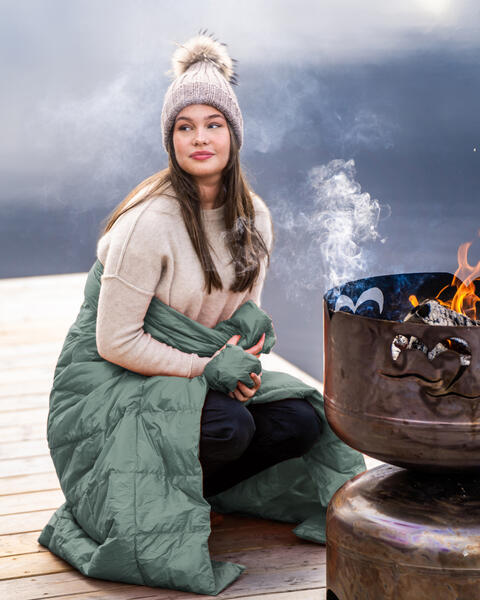 dunpledd i dus grønn farge